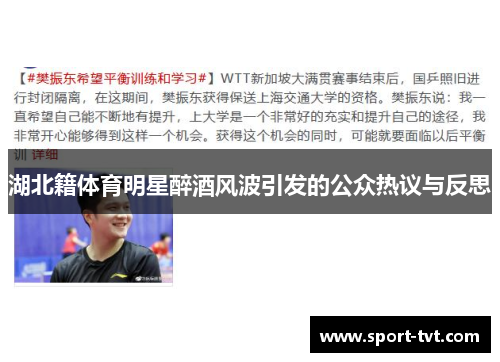 湖北籍体育明星醉酒风波引发的公众热议与反思